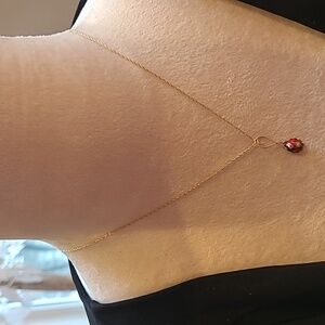 14 KT Gold whisper chain necklace with small Multicolor Stone